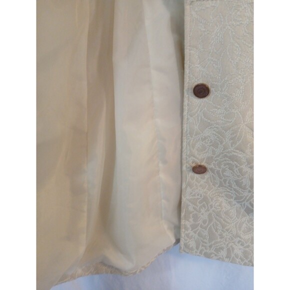 Xhilaration Womens Ivory Faux Fur Detachable Collar Floral Lined Coat Size M - Picture 15 of 16